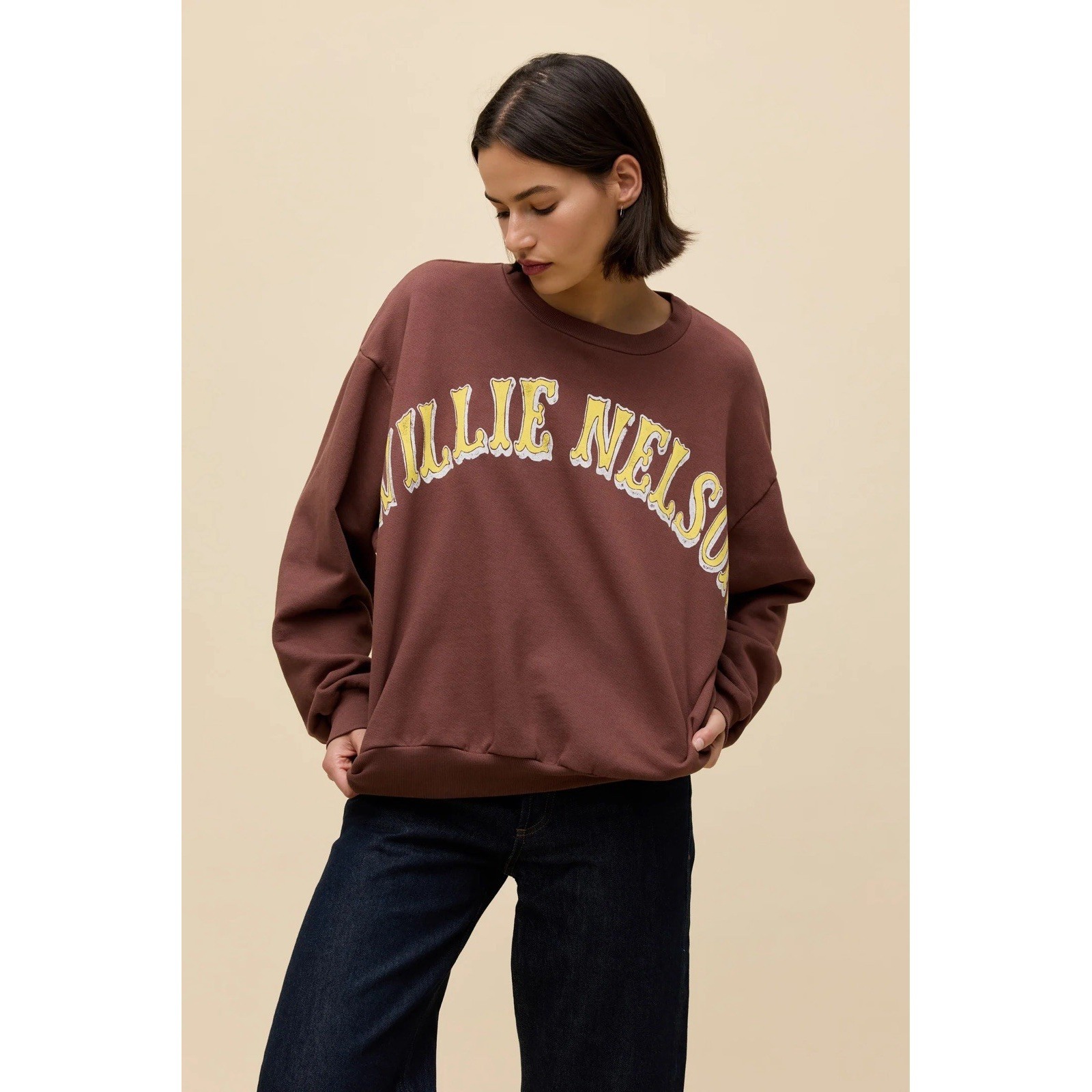 Daydreamer Willie Nelson In Austin Oversized Crew Sweatshirt Women's Sz L/Xl